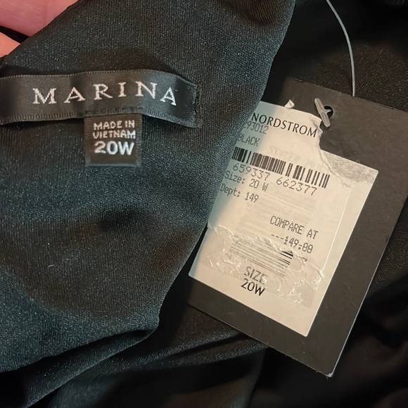 MARINA Size 20W Black Sequin Stretch Dual Layer VNeck Evening Party BlackTie NEW - Picture 13 of 16